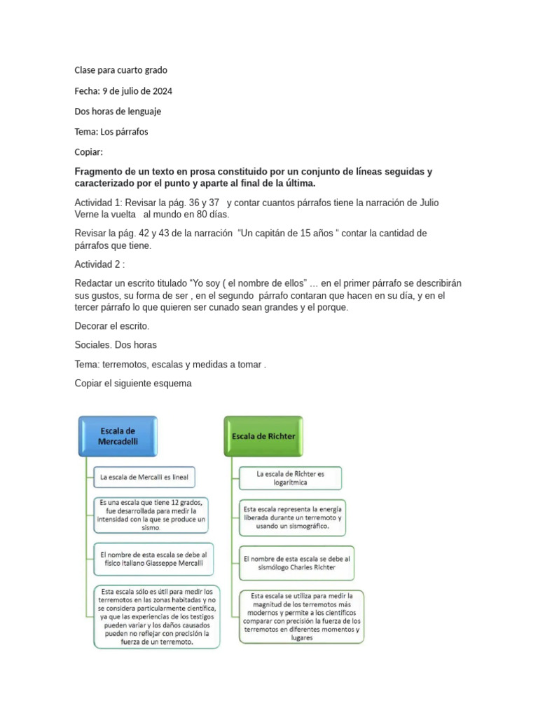 Clase para Cuarto Grado 9 de Julio | PDF