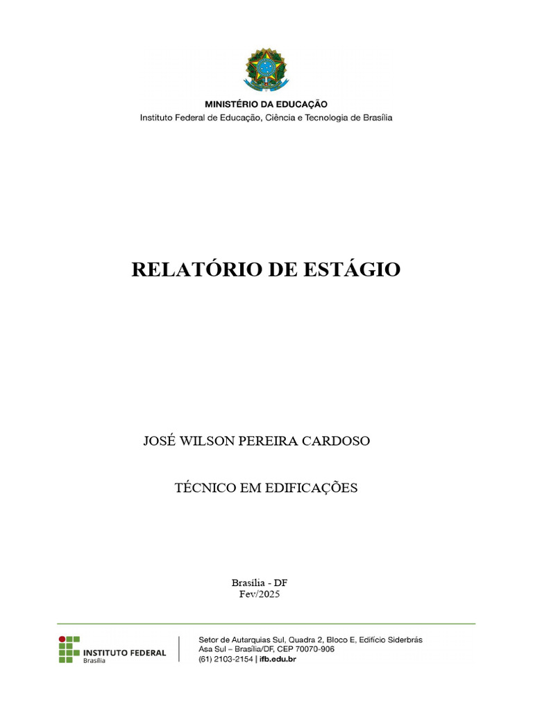 Relatorio de Estagio Final Edificacoes - José Wilson | PDF | Engenharia ...