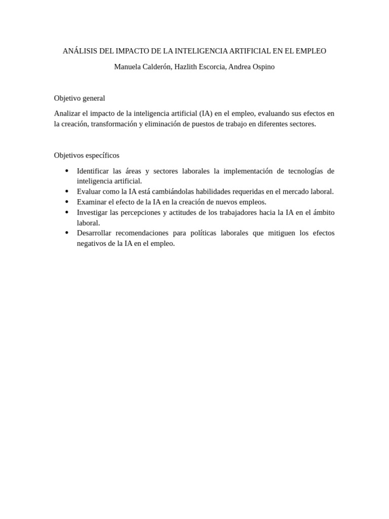 Análisis Del Impacto de La Inteligencia Artificial en El Empleo | PDF