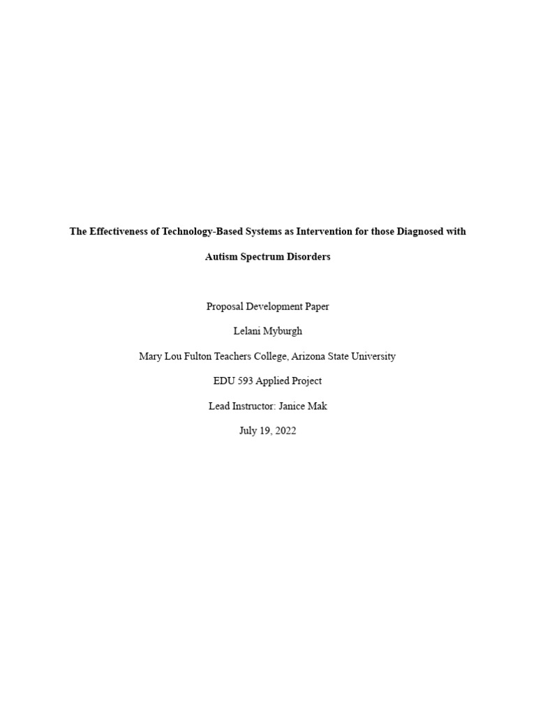 EDU593 M1 Proposal Development Paper Myburgh, L.-2-1 | PDF | Autism ...