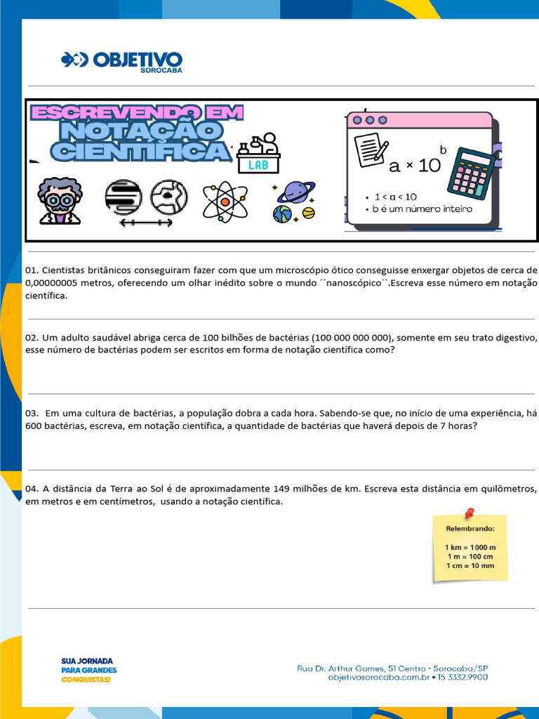 Notação Científica de 100 Bilhões | PDF | Sol | Terra