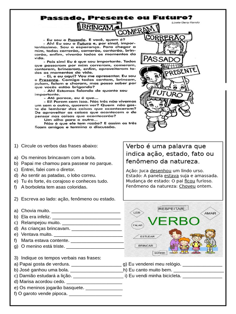 Atividade: Circule os Verbos nas Frases | PDF