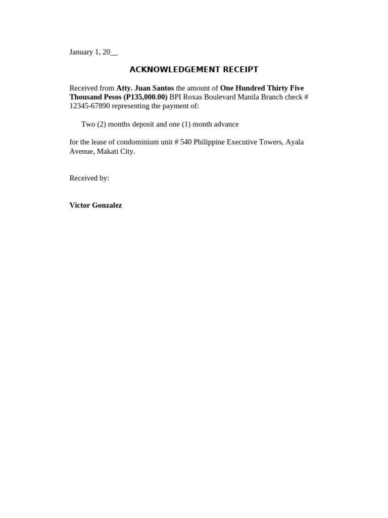 Acknowledgement Receipt | PDF