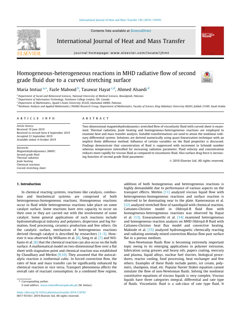 MHD Flow of Second Grade Fluid Analysis | PDF | Fluid Dynamics ...