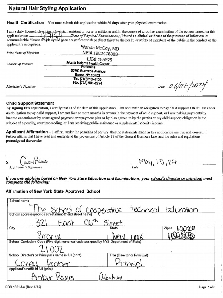 Amber Rivers Health Certificate | PDF