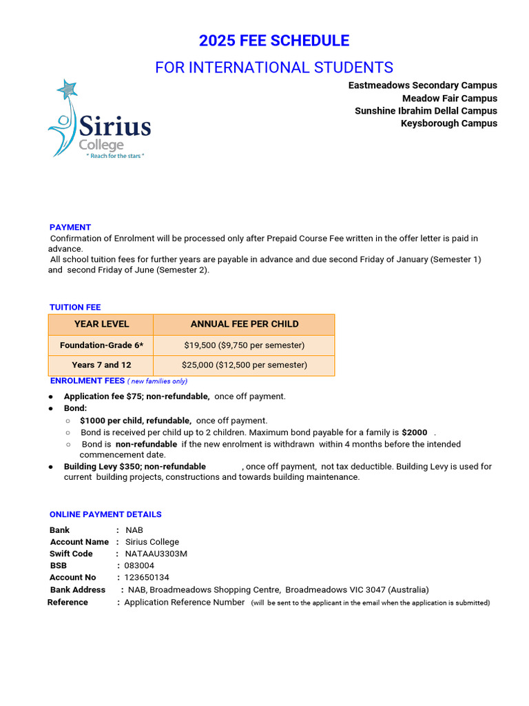 International Tuition Fee Schedule 2025 | PDF | Fee | Credit Card