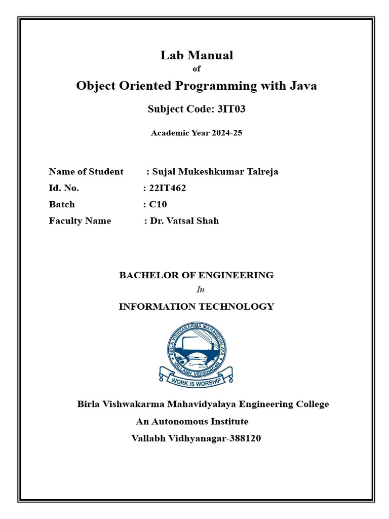 JAVA_Cover Page_JAVA | PDF