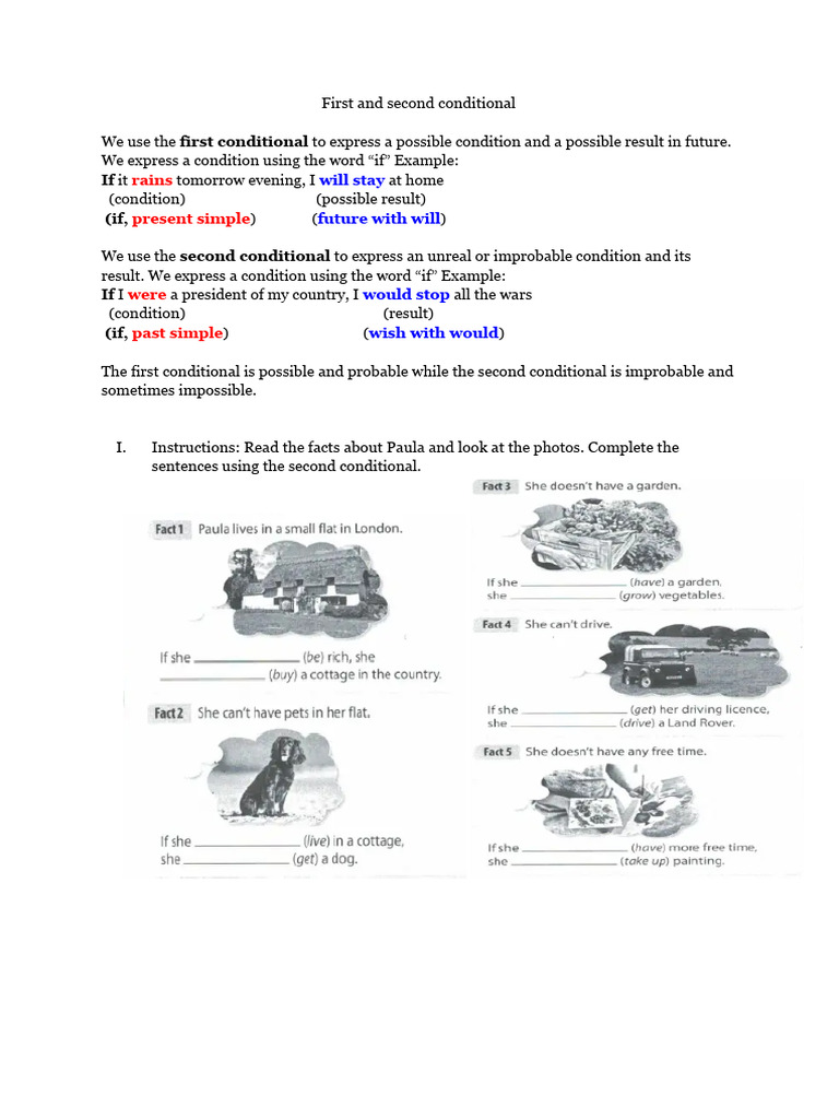 First and Second Conditional Explained | PDF