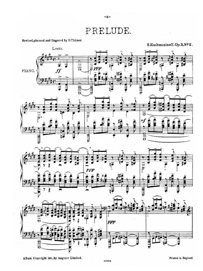 Rachmaninoff 5 Morceaux de Fantaisie, Op. 3 No. 2 Prelude in C Sharp ...