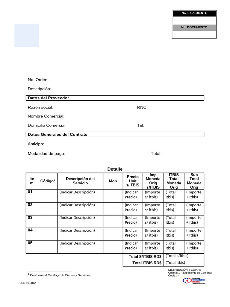Orden de Servicios y Contrato de Compras | PDF