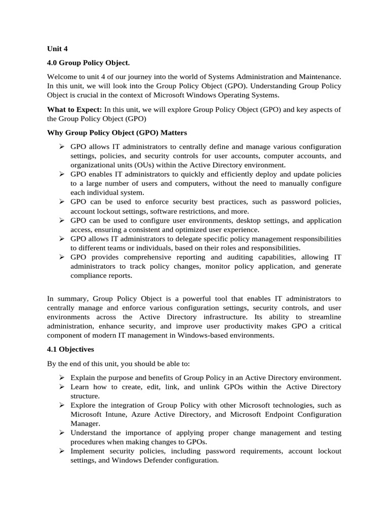 Understanding Group Policy Objects (GPOs) | PDF | Group Policy | Active ...