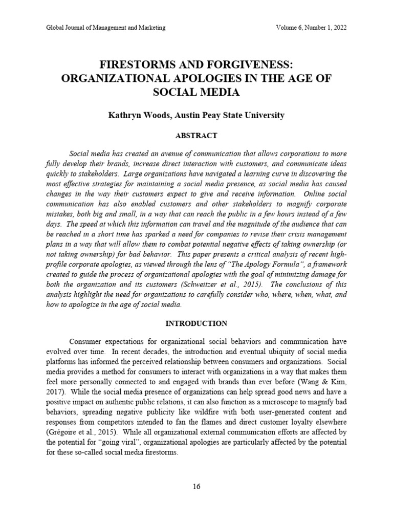 Corporate Apologies in Social Media Age | PDF