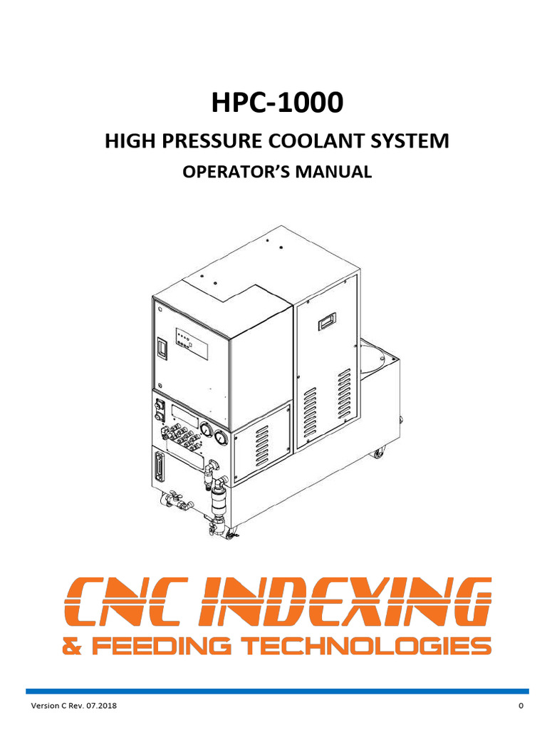 HPC-1000 High Pressure Coolant Manual | PDF | Pump | Switch