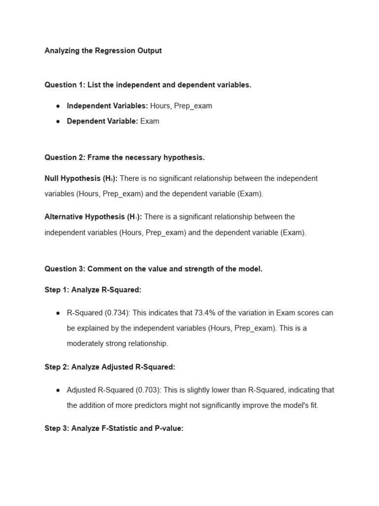 Regression Analysis of Exam Scores | PDF