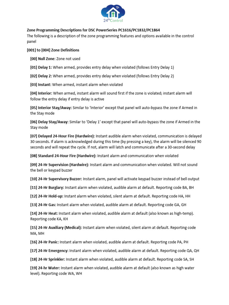 DSC PowerSeries Zone Programming Guide | PDF