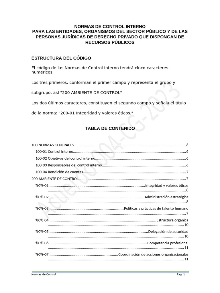 Normas de Control Interno | PDF | Planificación | Responsabilidad