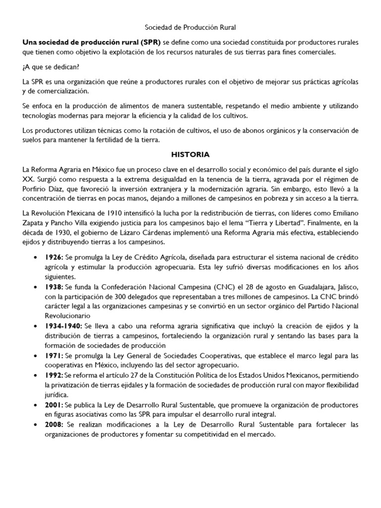 Guía sobre Sociedades de Producción Rural | PDF | Agricultura | Campesino