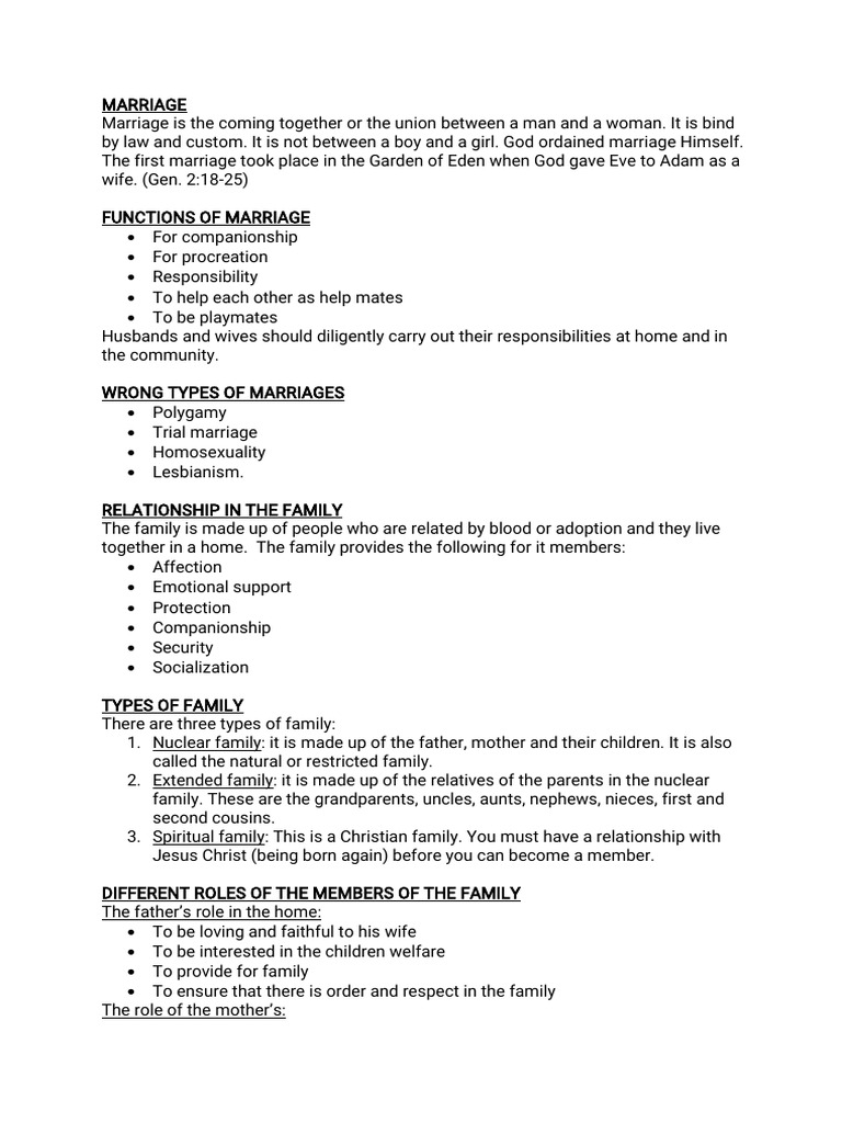 Understanding Marriage and Family Roles | PDF