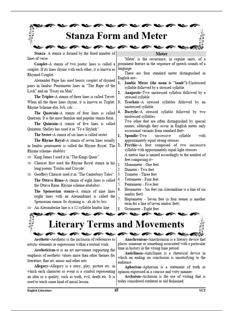 Stanza Forms and Meter in Poetry | PDF | Metre (Poetry) | Poetry