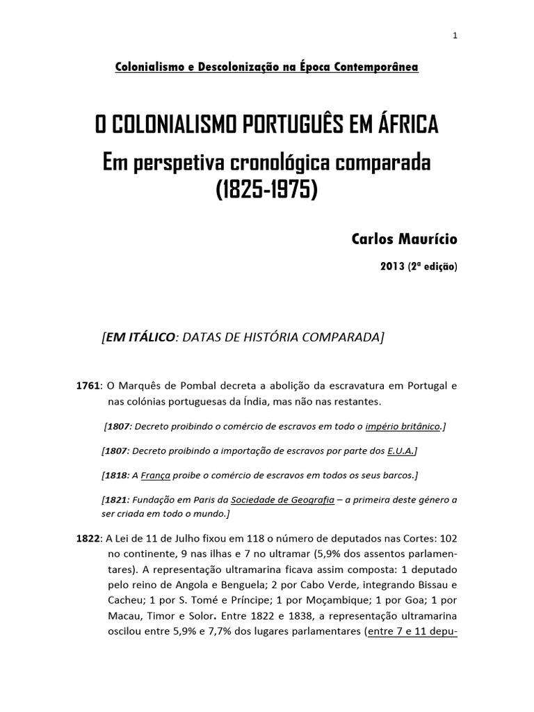 Colonialismo Português em África (1825-1975) | PDF | Império Britânico ...