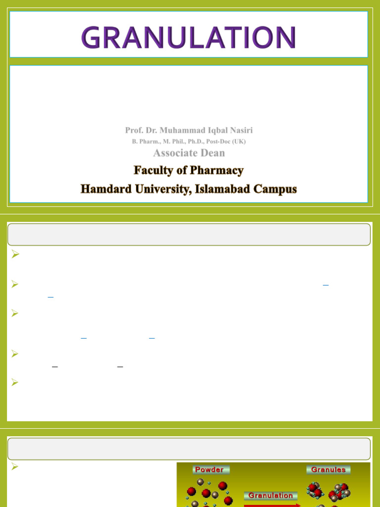 Introduction to Granulation Methods | PDF | Tablet (Pharmacy) | Liquids