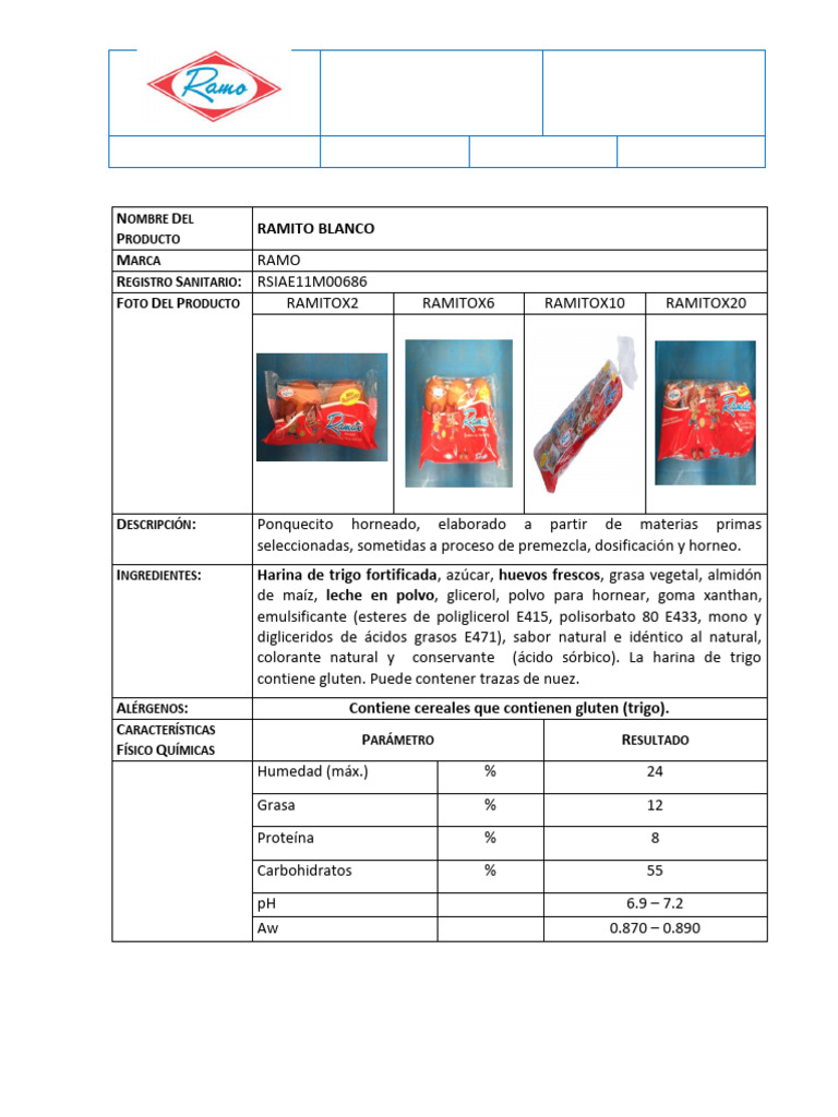 Ficha Técnica del Ramito Blanco | PDF | Trigo | Harina