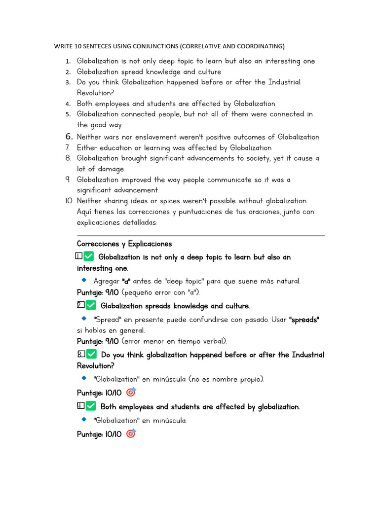 Conjunctions in Globalization Sentences | PDF