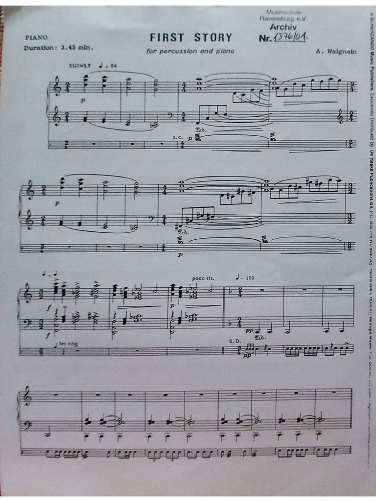 First Story For Percussion and Piano | PDF
