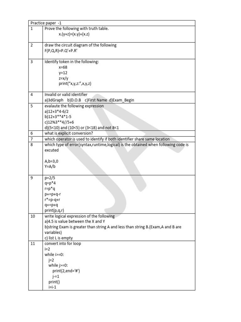 Programming Practice Paper Solutions | PDF | Computer Science ...