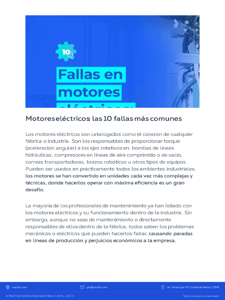 Motores Eléctricos - Las 10 Fallas Más Comunes | PDF