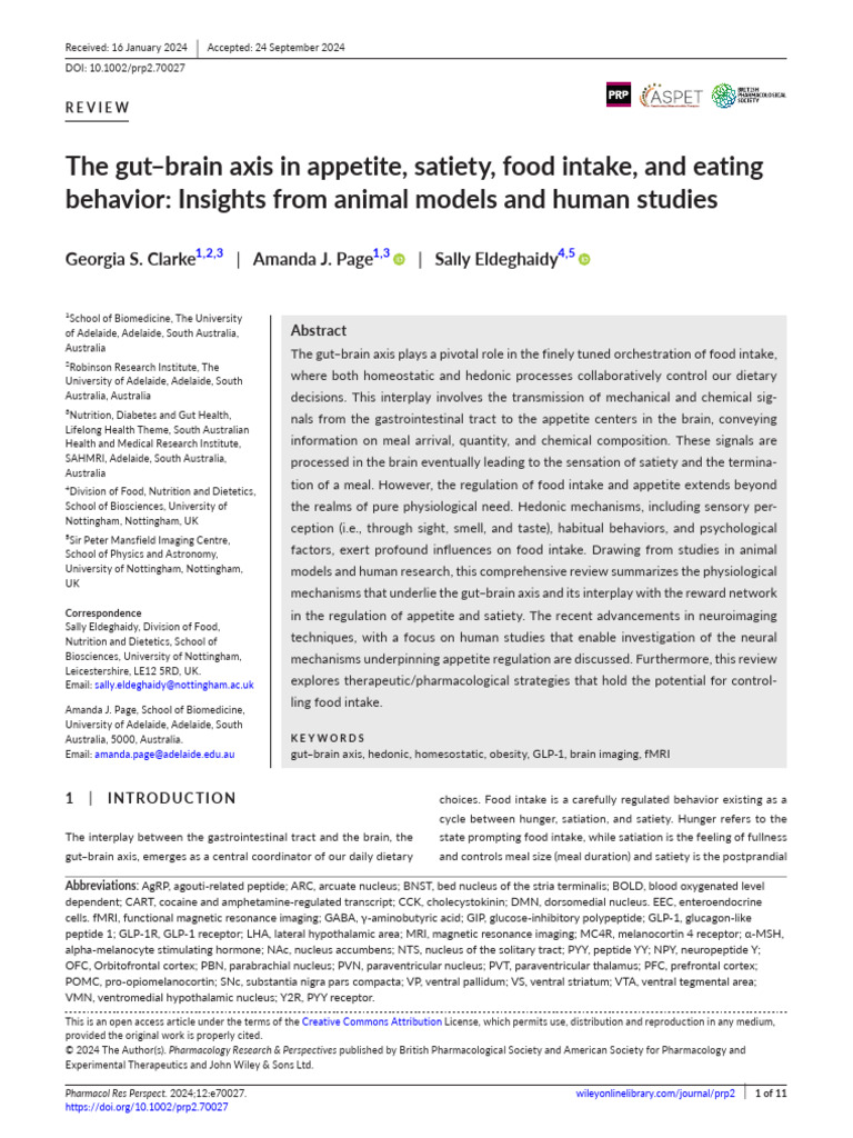 Gut-Brain Axis: Appetite Regulation Insights | PDF | Leptin | Eating
