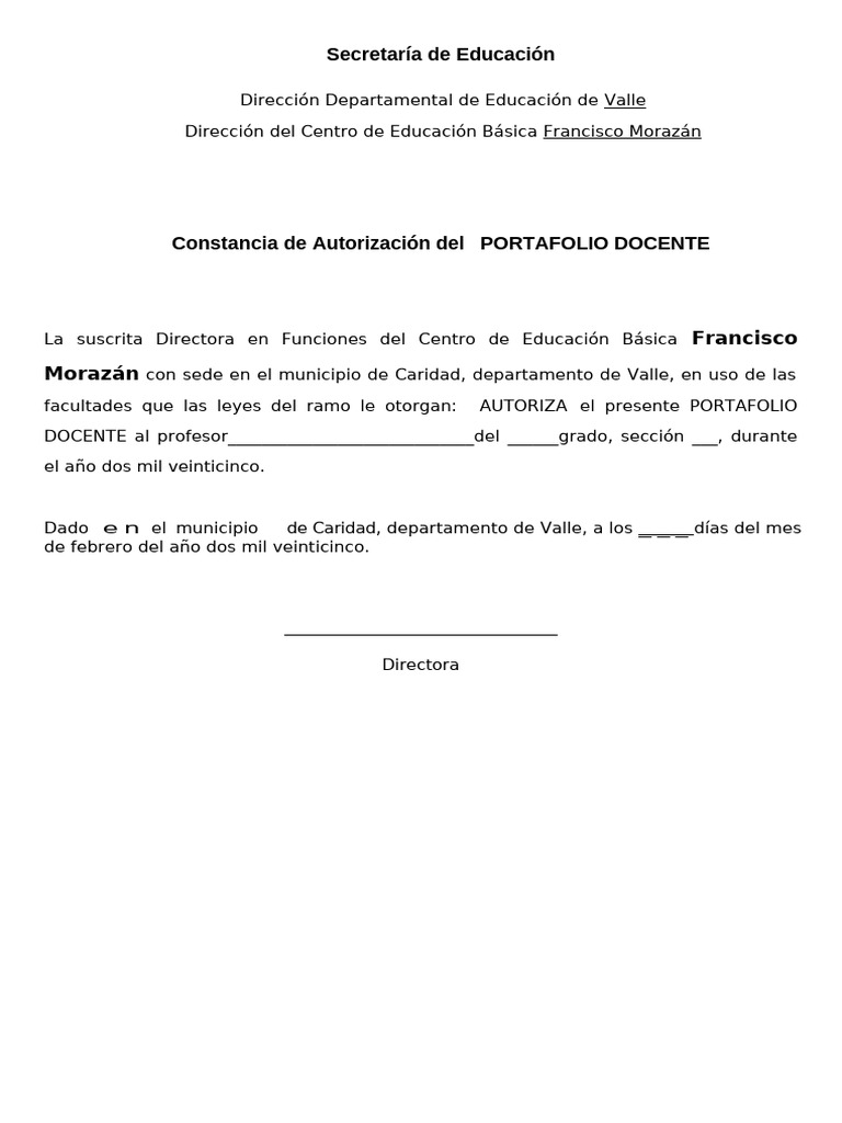 Carátula para Portafolio Docente 2025 | PDF