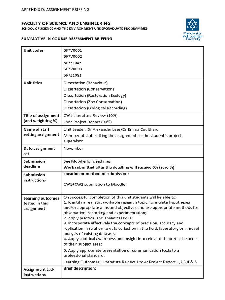 Science and Engineering Assessment Brief | PDF | Thesis | Methodology