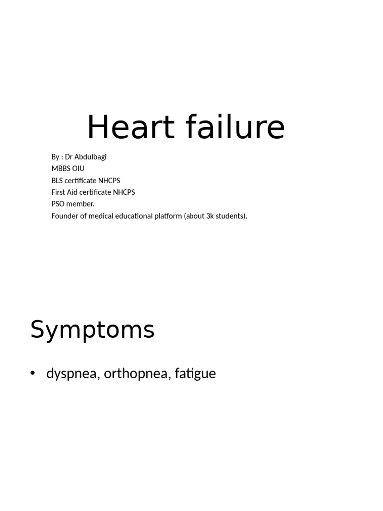 Heart Failure: Symptoms, Classifications & Management | PDF