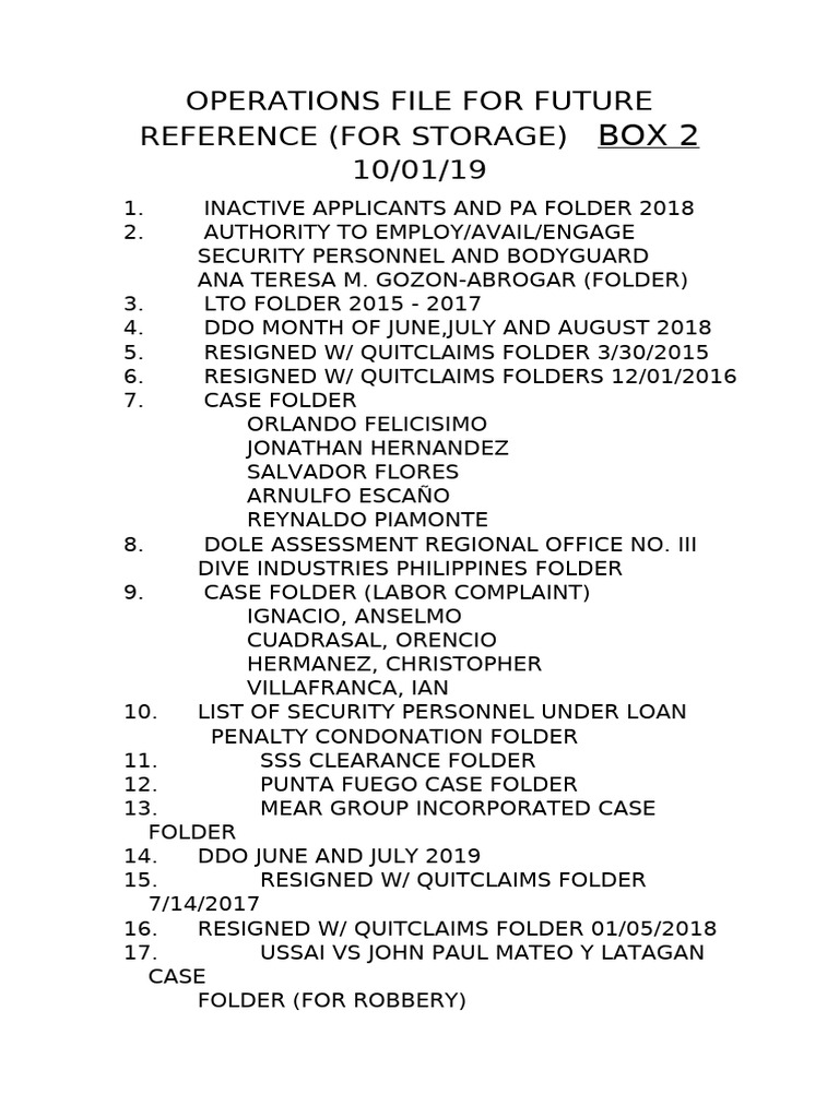 Operations Files For Storage 2 | PDF