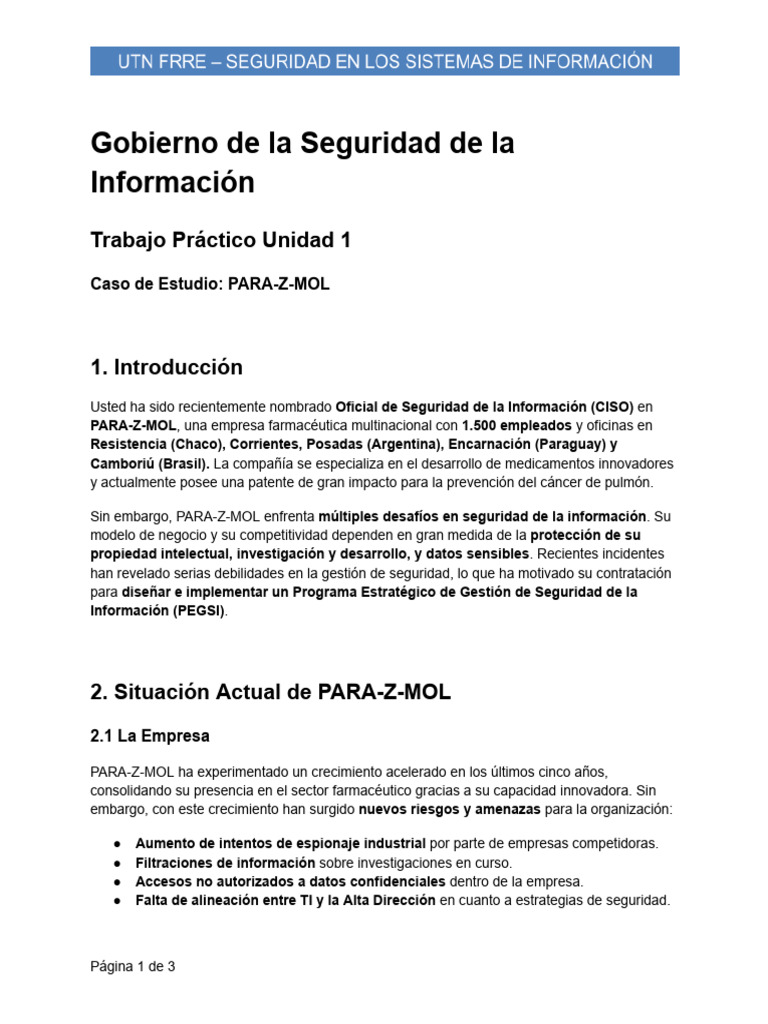 TP1 - SSI - Gestión de Seguridad de la Información | PDF | Seguridad de ...