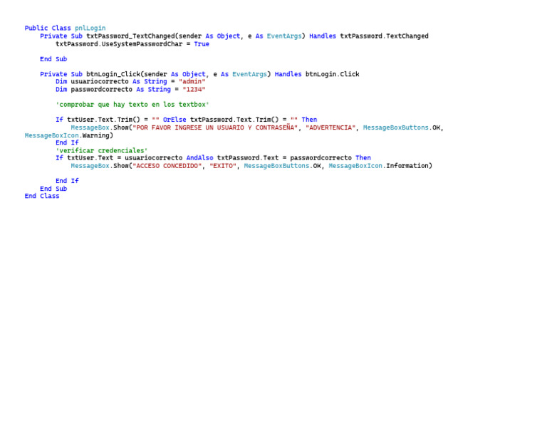 Simple Login Form Code in VB.NET | PDF