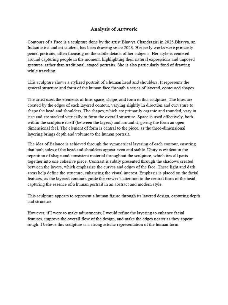 Analysis of Artwork Scupture | PDF