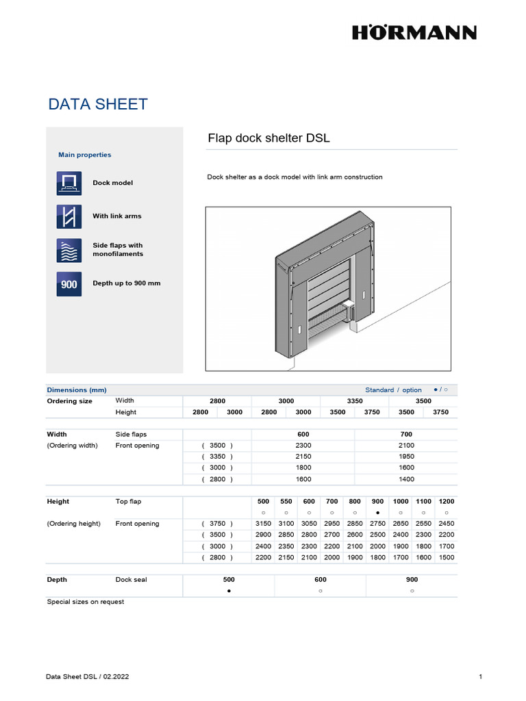 Hormann Dock Shelter Specifications | PDF | Materials | Building ...