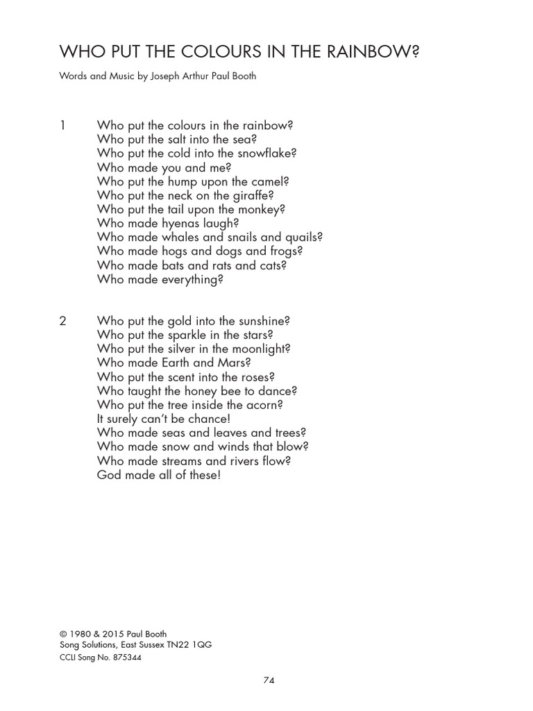 Who Put The Colours in The Rainbow | PDF
