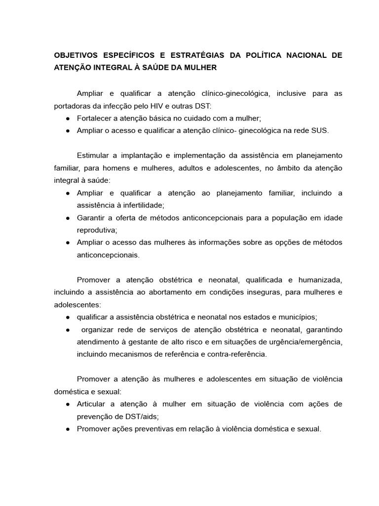 Estratégias para Saúde da Mulher no SUS | PDF | HIV/AIDS | Sistema de saúde