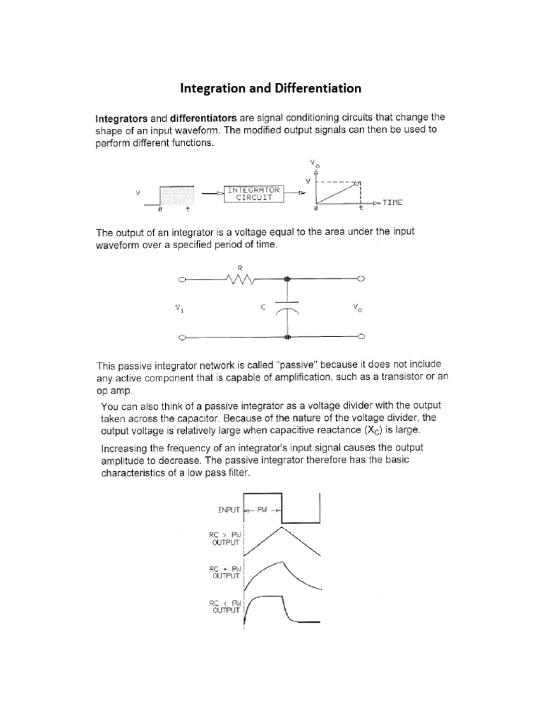 Integrator and Differentiator Circuit Analysis | PDF