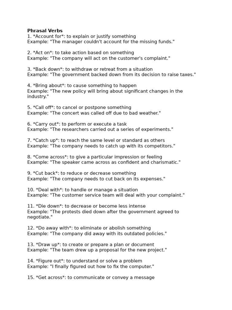 Essential Business English Phrasal Verbs | PDF