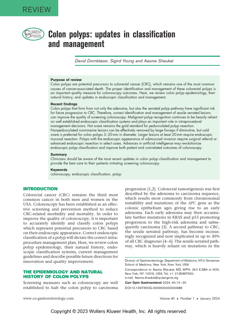 Colon Polyps: Updates in Classification and Management: David ...
