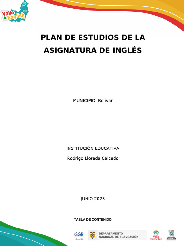 Plan de Estudios de Inglés en Bolívar | PDF | Plan de estudios | Evaluación