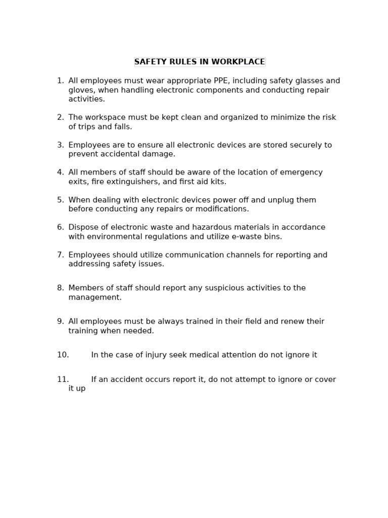 Safety rules | PDF
