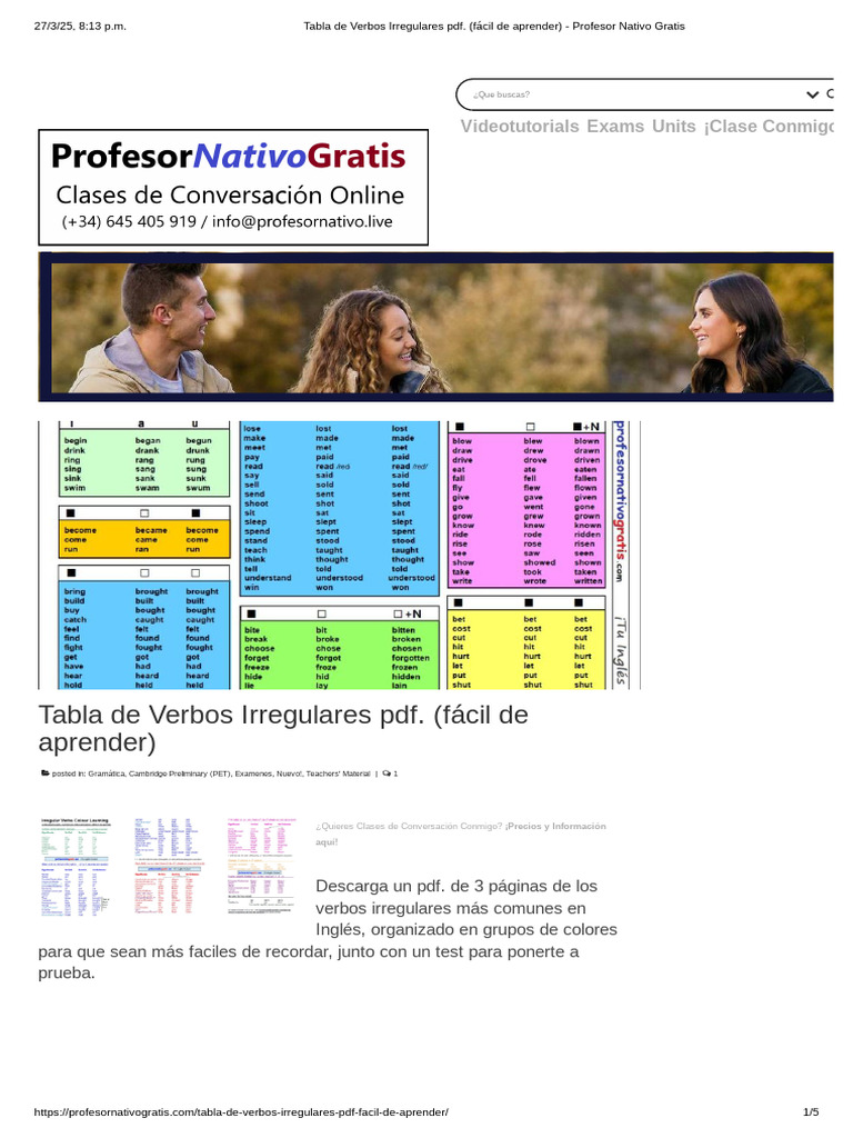 Lista de Verbos Irregulares Gratis | PDF | Gramática | Unidades Semánticas