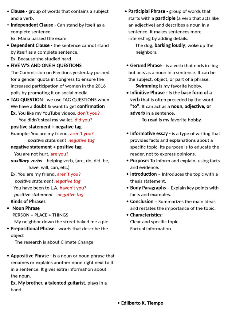 4th Quarter English 7 | PDF | Verb | Sentence (Linguistics)