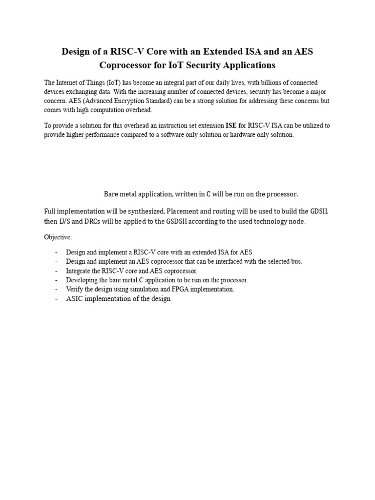 RISC-V Core Design with AES Coprocessor | PDF