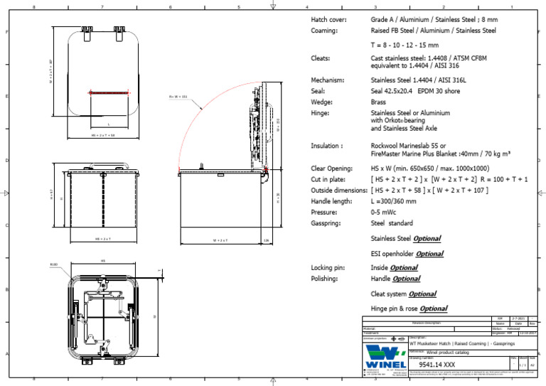 Typical Drawing WT Musketeer Hatch Flat Bar Frame | PDF | Stainless ...